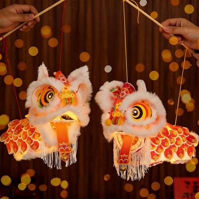 Πακέτο Υλικών DIY Φανάρι Χορού Λιονταριού Πρωτοχρονιάς με Φούντα Αδιάβροχο Αρχαίο Πρωτοχρονιάτικο Φανάρι Διακοσμητικό Κρεμαστό