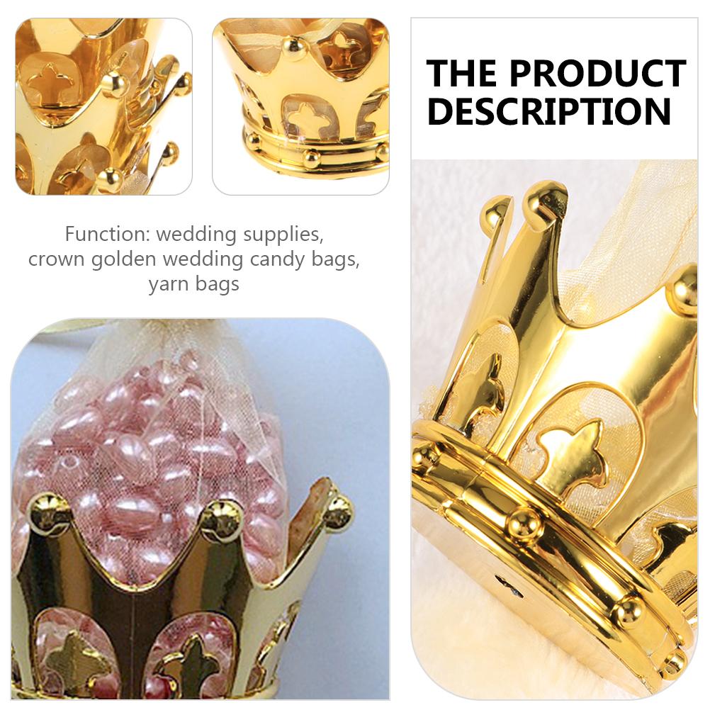 24 Pcs Crown Wedding Candy Gauze Bag Decorations Gold Gift Boxes Gifts Drawstring Bags Party