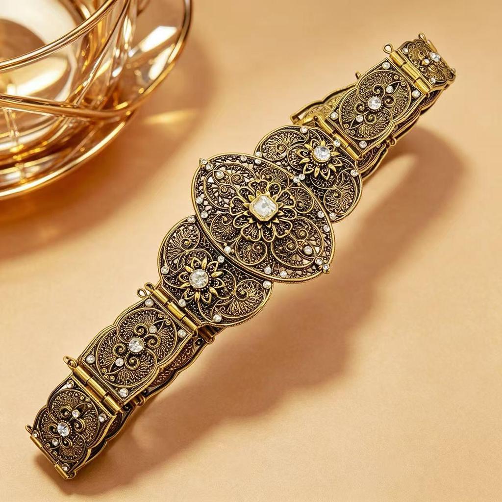 Retro Caucasian Wedding Style Metal Waist Belt for Formal Women's Gown