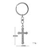 Rhinestone Cross Stainless Steel Keychain INS Simple Style Fashion Bag Pendant Practical Gift for Girlfriend