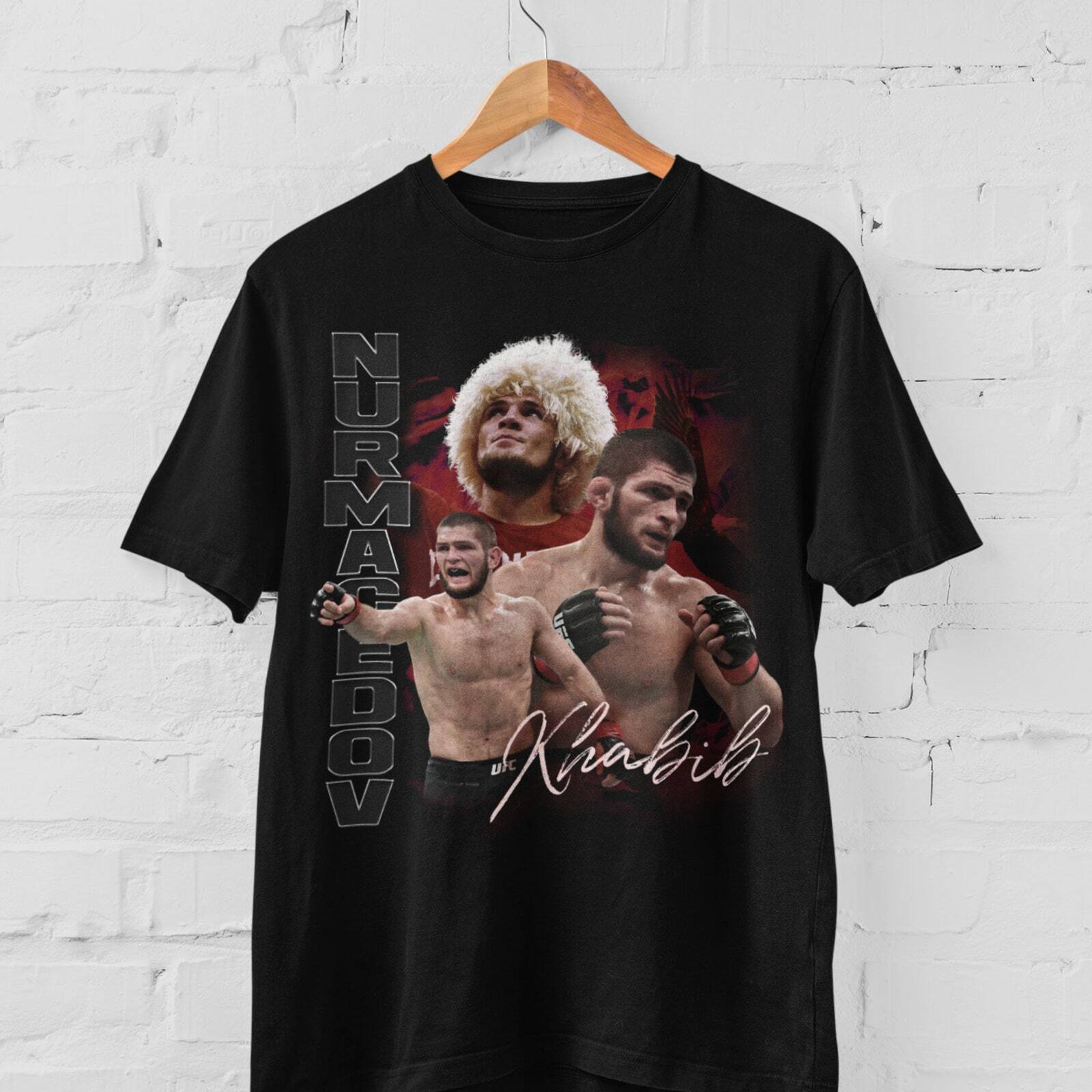Khabib Nurmagomedov The Eagle MMA Vintage 90s Retro Graphic Collage T-Shirt S