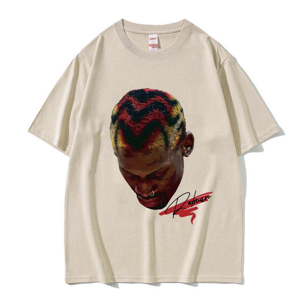 Hot Basketball Boys The Worm Dennis Rodman Graphic Tee Shirt Men's Hip Hop Fashion Punk Streetwear Male Cotton Oversized T Shirt