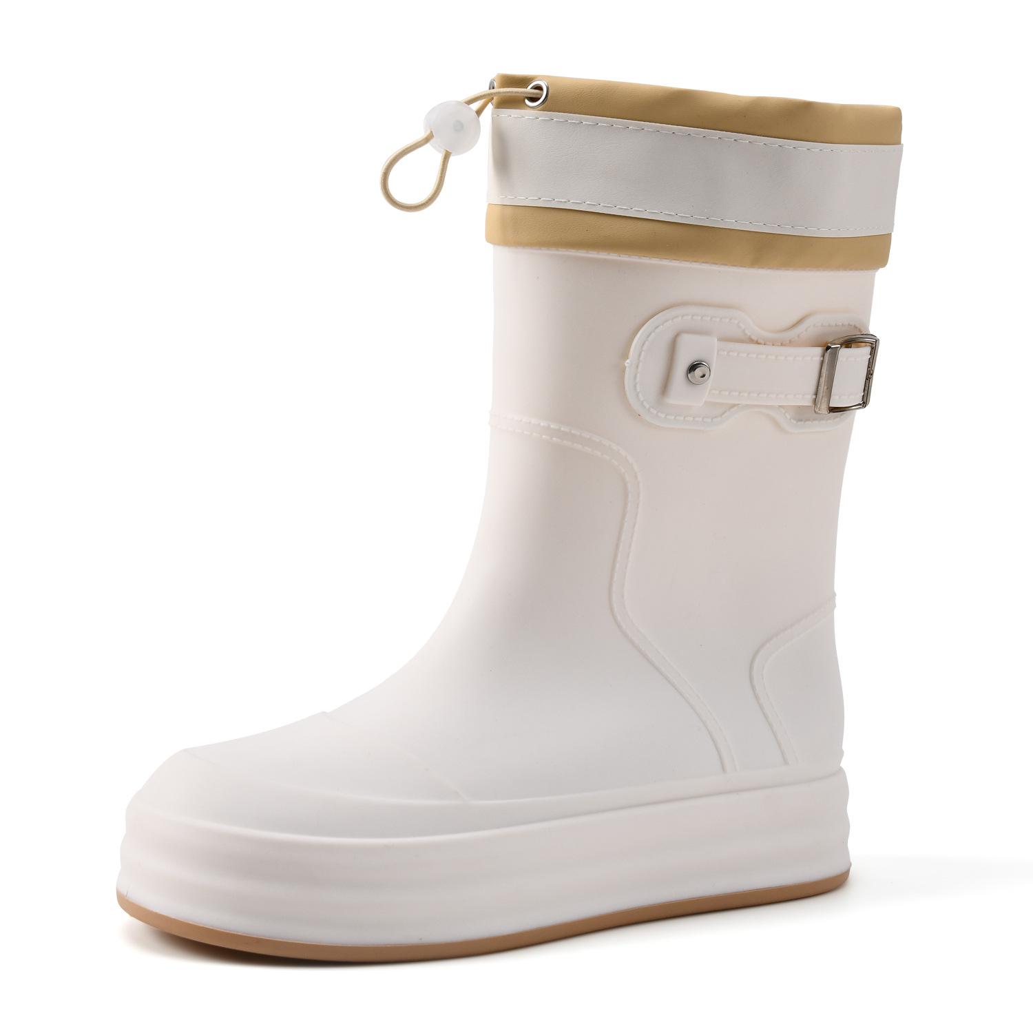 

Модная дождевая обувь женская водонепроницаемая с широким голенищем до середины икры, резиновые сапоги, легкая водонепроницаемая резиновая обувь, удобная рабочая обувь для улицы, женская обувь для ходьбы по воде 40-41