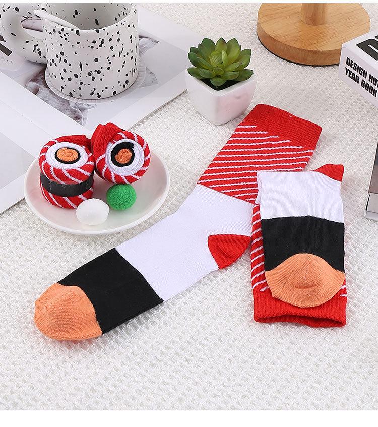 Damen-Geruchshemmende Lachs-Sushi-Socken - Verdickte Baumwoll-Kniestrümpfe für Herbst/Winter