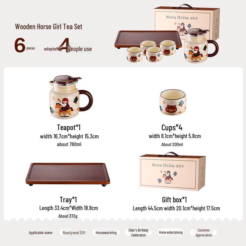 PAKCHOICE Nordic Ceramic Tea Set with Tray