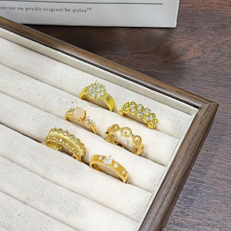 Vintage Court Style Medieval Vintage Open Ring Old Money Wind Full Diamond Super Fairy Ring Girl