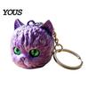 High-end Cat Accessory 3D Printed Head Keychain, Cute Kawaii Kitten Bag Charm with Pearlescent Finish & Bright Green Eyes, Lightweight Animal Pendant