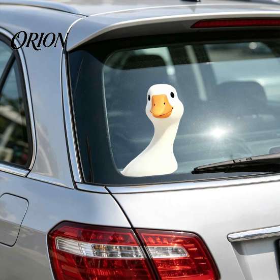 Personalized Space Ornament Cartoon Big White Goose Static Sticker, Removable PVC Decorative Playful Interior Decor Decal, Creative Reusable