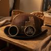 Steampunk Tophat Håndlavet med Briller Velour Filt