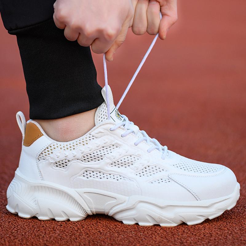 Summer Mesh Safety Shoes Men Steel Toe Sneakers Lightweight Breathable Shoes Anti-puncture White Work Protective Sneakers Men