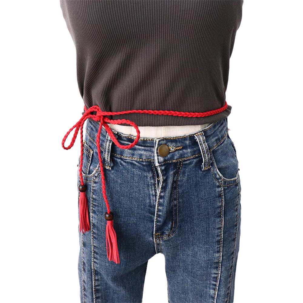Accessories Bohemian Thin Belts Women Waist Chain Ethnic Style Belts Waist Rope Braided Tassel Belt