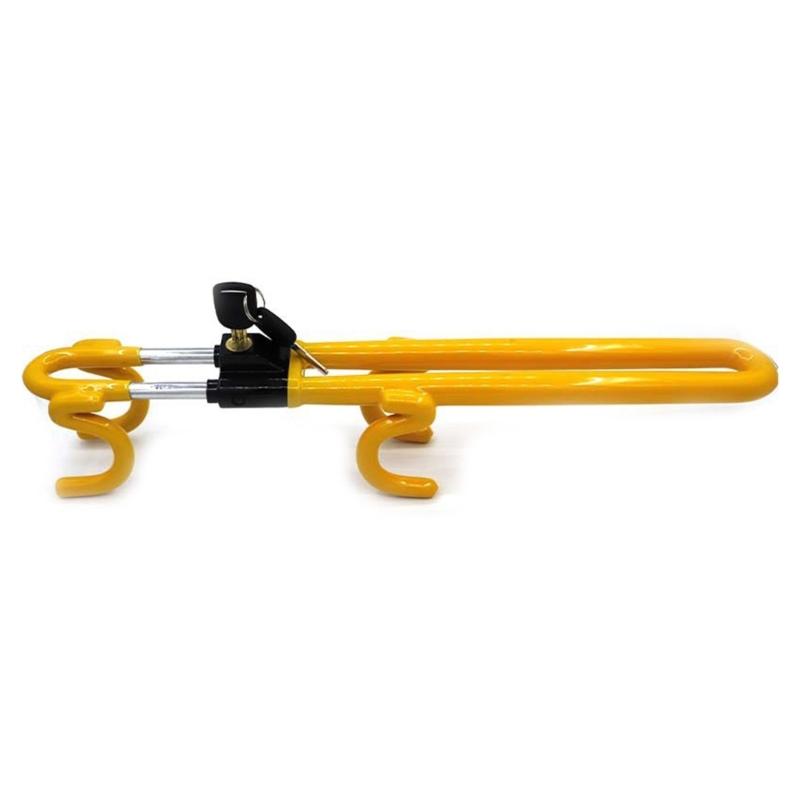 Car Steering Wheel Lock Clamp Vehicle Anti-Theft Lock Heavy Duty Secure Device Retractable Copper Core Clamp Yellow/Red 1 жёлтый