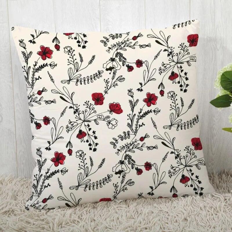 Pillowcase Flower Pattern Square  Christmas Zipper