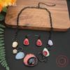 Luxury Hot Sale Color Oil Irregular Oval Necklace Earrings Set Fashion High Sense Ladies Set Gift