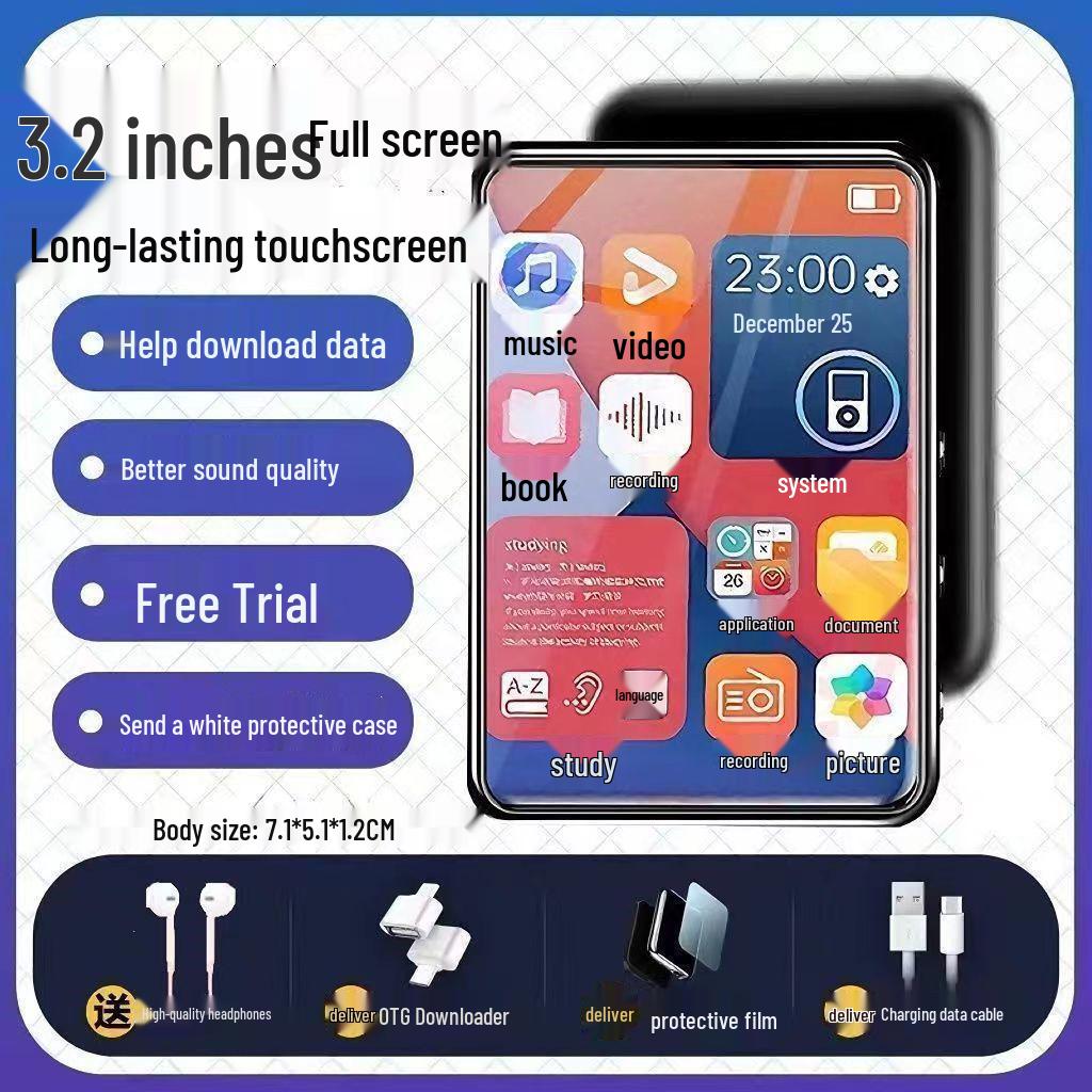 Touchscreen MP4/MP3 Player with Bluetooth, English Interface, MP5 Student Version for Reading Novels.