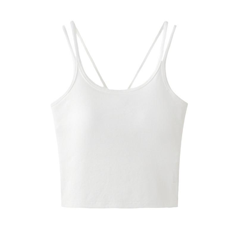 Criss-Cross Strap Back Tank Top with Chest Pads - Anti-Exposure, Strapless Base Layer