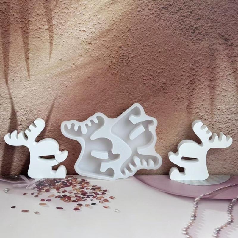 Weihnachtsbaumschmuck Harzform Rentier Epoxidharz Gießform für Kerze Heimdeko Weihnachtsrentier Silikonform