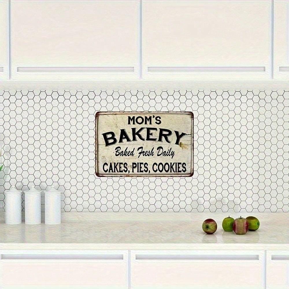1pc Vintage Metal Bakery Sign 8x12in Funny Mom Gift Rustic Kitchen Wall Decor