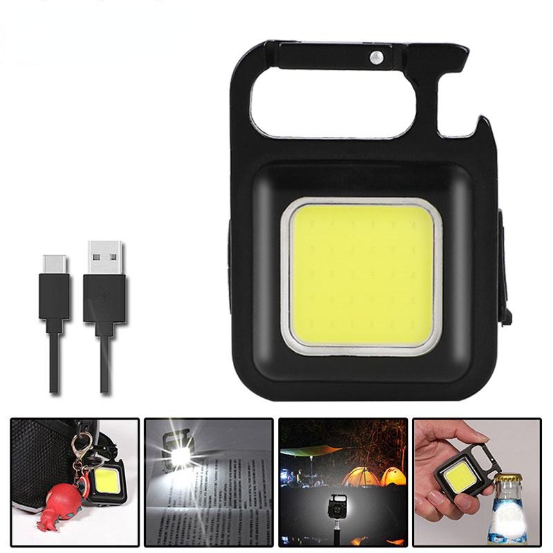 Mini LED Working Light Portable Pocket Flashlight USB Rechargeable Key Light Lantern Camping Outside Hiking COB Lantern