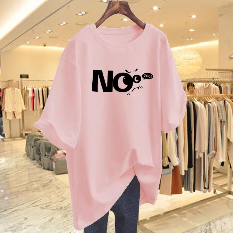 

2025 New Plus Size Women s Mid-Length White Cotton Short-Sleeve T-Shirt L