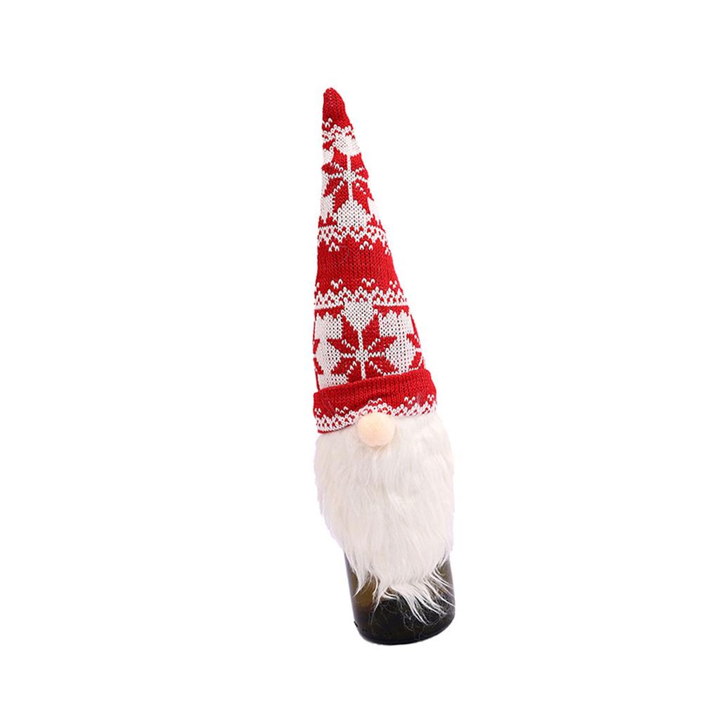 Reusable Cloth Wine Bottle Cover Festival Santa Hat Christmas Party Decoration With Natural Forest Theme Design