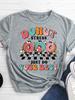 Cartoon Donut Print Tshirt Short Sleeve Crew Neck Casual Top For Summer Spring Unisexs Clothing