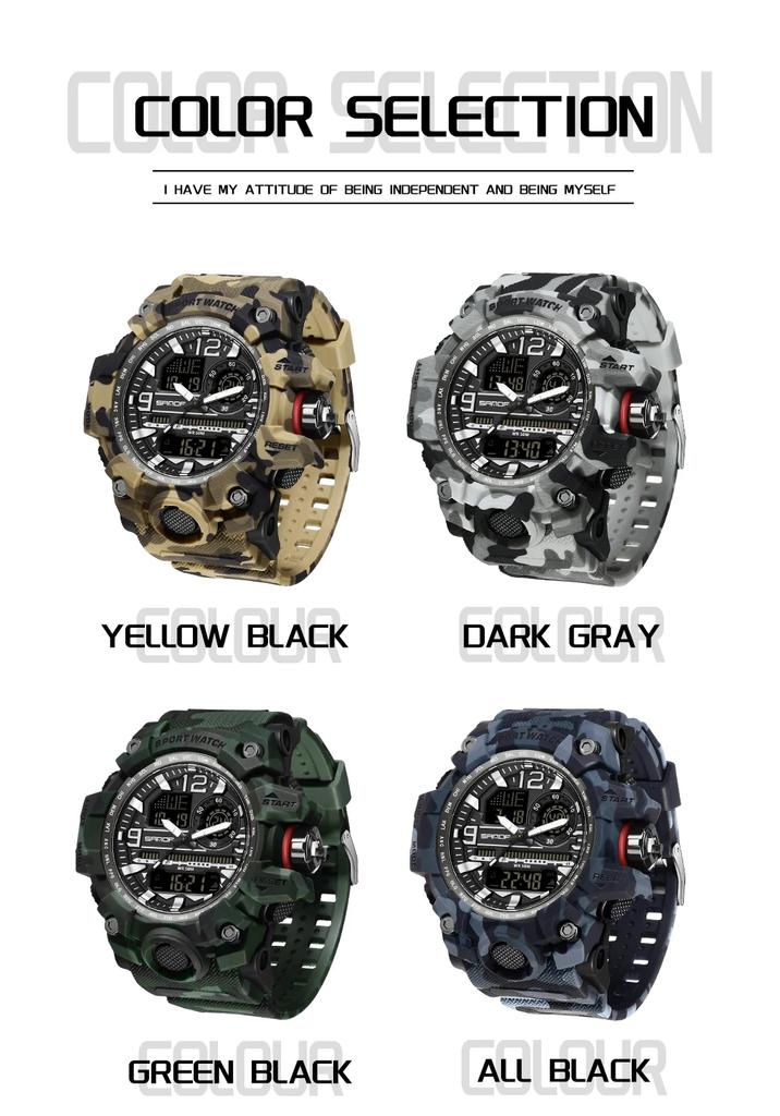Mode Marque SANDA 3359 Camo Style G Militaire Sportif Hommes LED Numérique Sport Extérieur Chronomètre Électronique Étanche Montre Décontractée