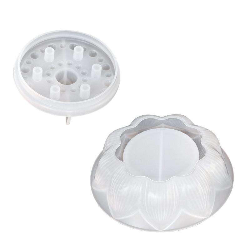 

Lotus Incense Burner Silicone Mold DIY Aromatherapy Gypsum Lotus Storage Box Candle Cup Drip Glue Incense Burner Grinding Tool світло-сірого кольору