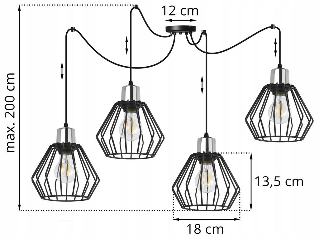 Hanging Lamp, Ceiling Chandelier, Wire Shade, Led
