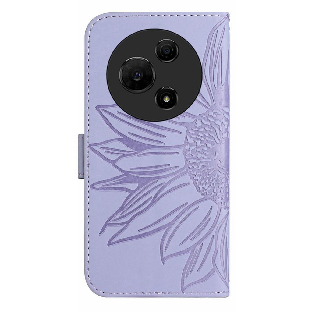 For TCL 60 NxtPaper 4G Case Sunflower Imprint Leather Wallet Phone Cover with Wrist Strap