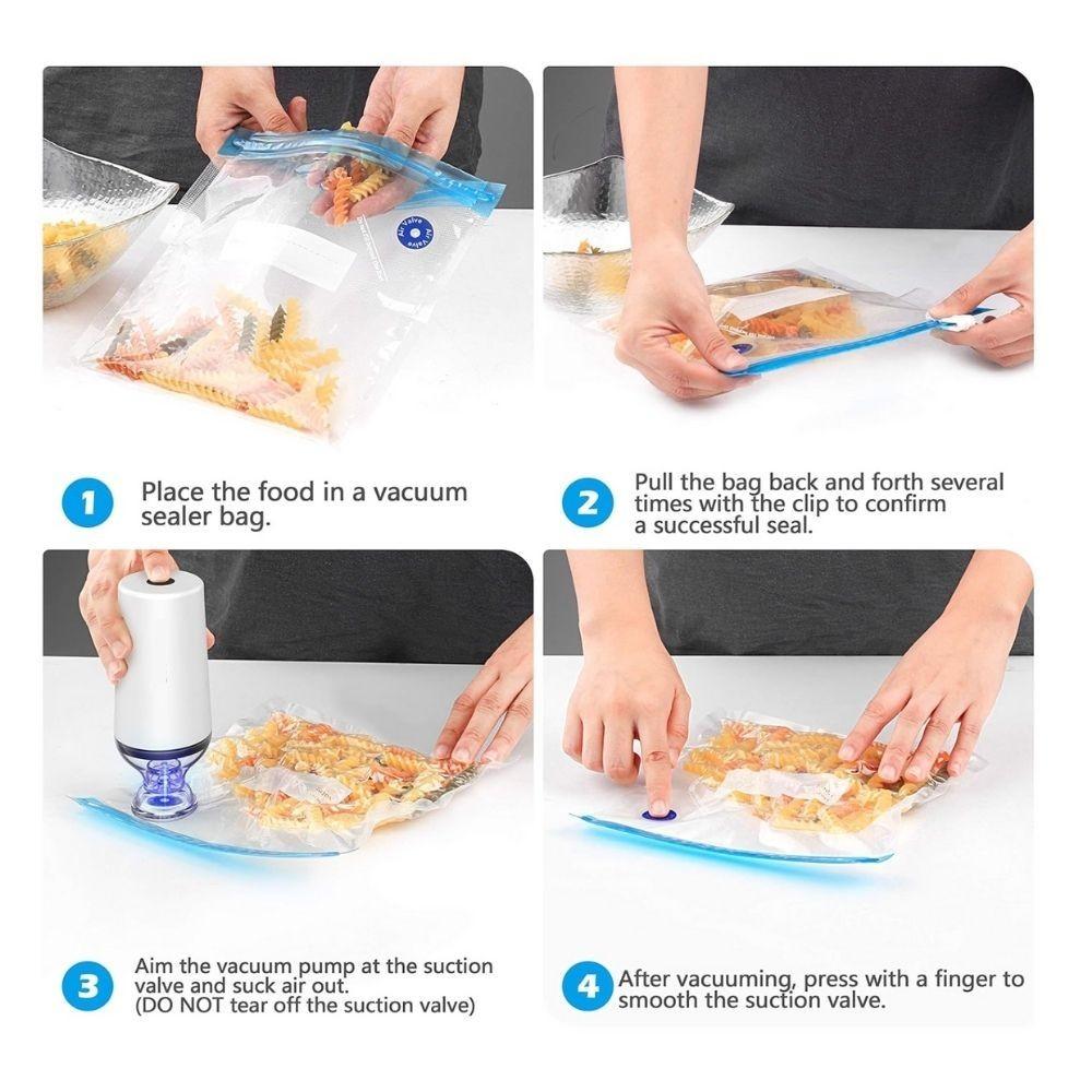Homlly Reusable Sous Vide Food Vacuum with Portable Electric Vacuum Sealer Pump