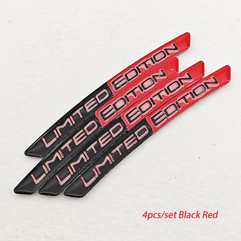4pcs Aluminium Logo LIMITED EDITION Emblem Car Wheel Hub Stickers Tire Rim Decorative Strips Auto Exterior Universal Accessories