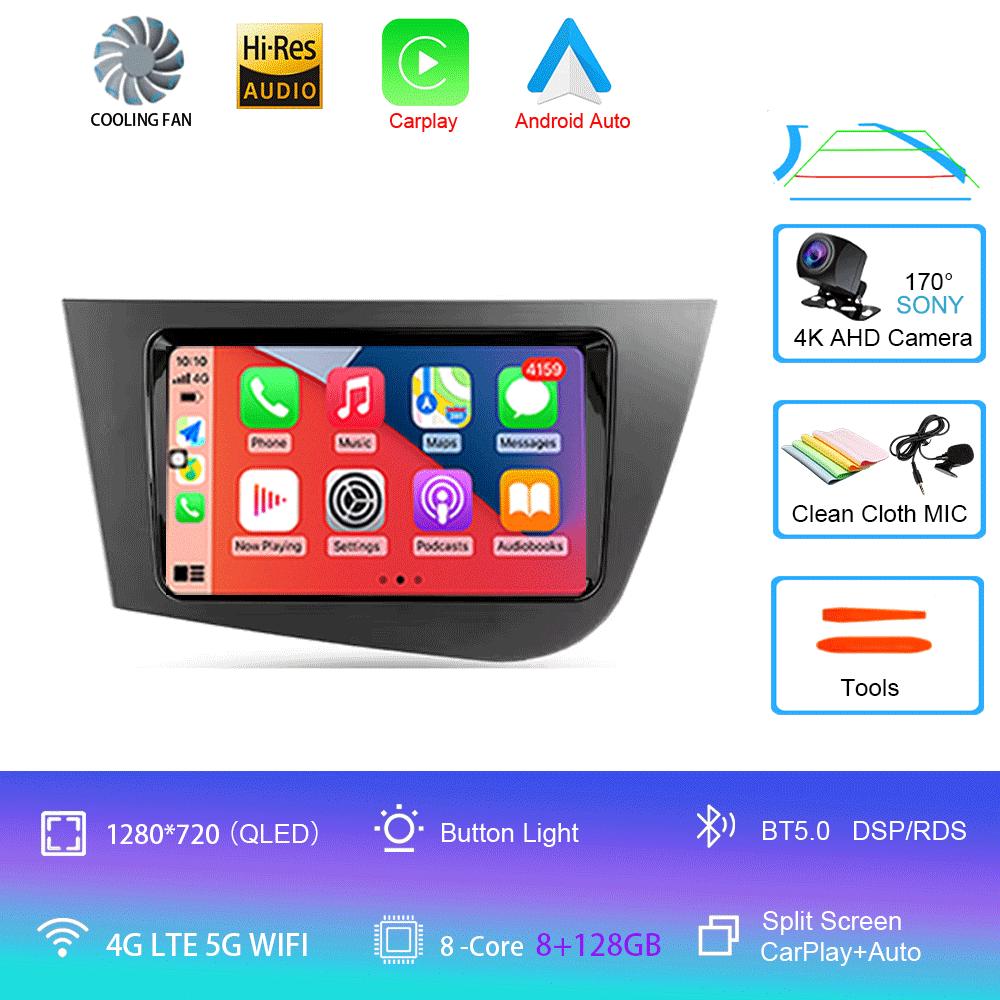 Car Radio Android 14 Navigation Multimedia Player For Seat Leon 2 MK2 LHD 2005 - 2012 Carplay Auto Stereo wifi+4G Video Ai Voice