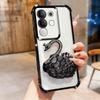 KEYSION Shockproof Plating Phone Case for VIVO Y29 4G Clear Soft TPU Glitter Jewelled Swan Kickstand Back Cover for IQOO Z10X 5G