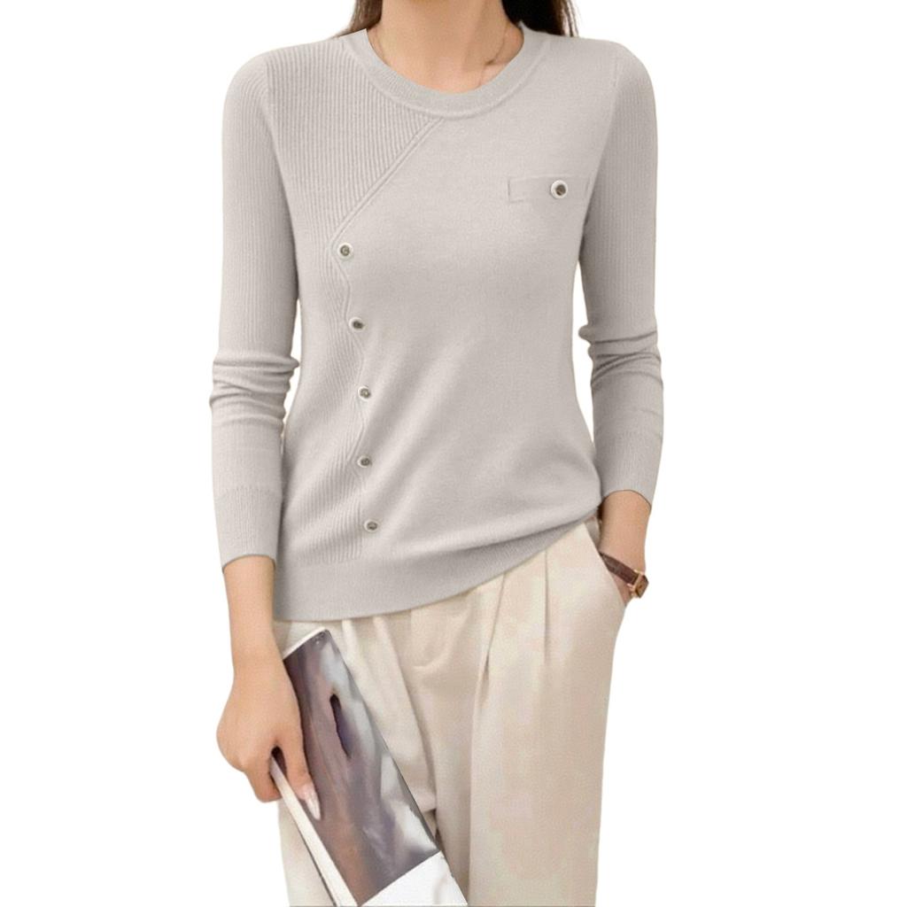 Women's Gentle And Stylish Design, Slim And Versatile Knitted Bottoming Shirt