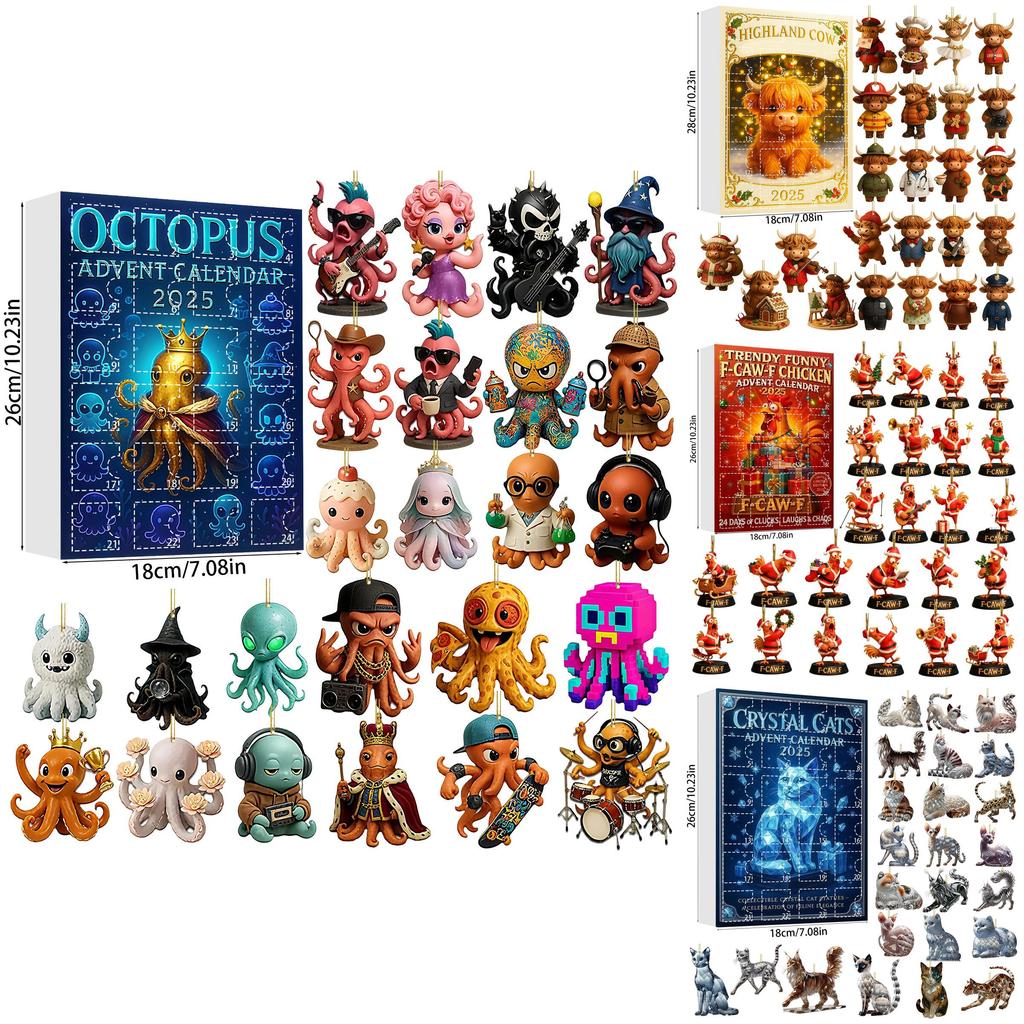 Animal Christmas Series Acrylic Wall Hangings With 24 Parts For Holiday Party And Celebration