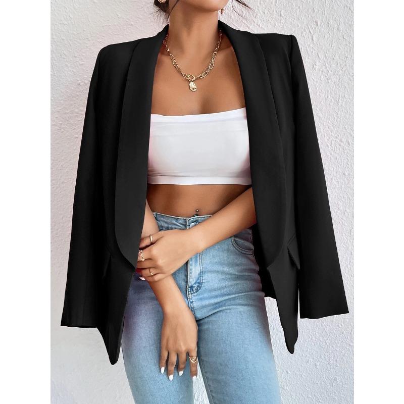 Autumn and Winter Women's Suit Jacket Solid Color Lapel Suit Temperament Commuter Jacket Tops