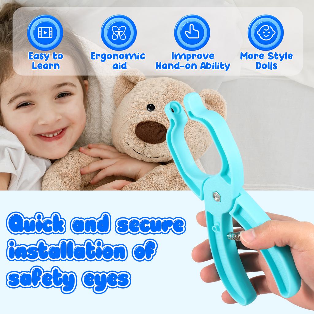 Crochet Eye Tool | Safety Eye Tool Pliers for Attaching Safety Eyes - Doll Making Supplies, Fits 5-30mm Stuffed Animal Eyes