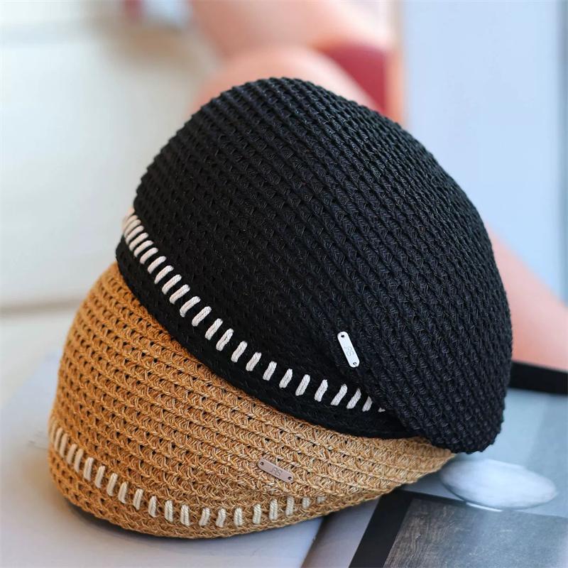 202604-CW-oras ins chic SUMMER Breathable plant fiber grass fold lady beret cap women leisure Painter Pumpkin hat
