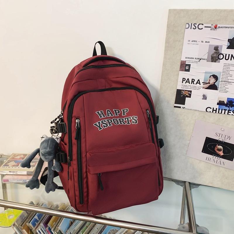 Schoolbag Female Korean Version Versatile High School Junior High School Student Backpack Japanese Alphabet Printing Couple Large Capacity Backpack