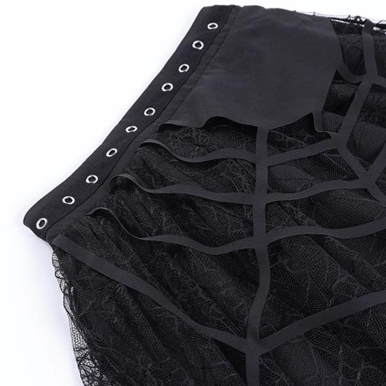 Stylish Punk All-Match Breathable Spider-Web Net Yarn Tassel Mini Skirt Party Garment Summer Skirt