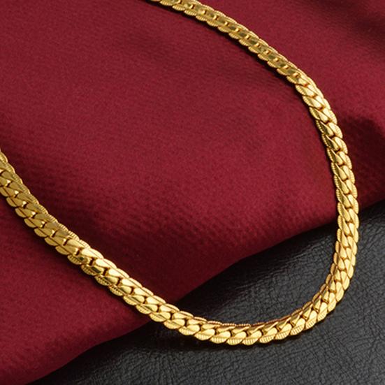 Unisex Fashion Gold Plated Polished Necklace Link Chain Jewelry Gift for Banquet