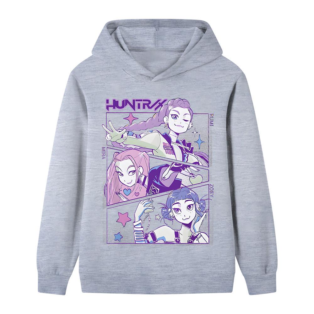 

B1196 Kids Boys Girls Kpop Rumi Zoey Mira Print Long Sleeves Hoodie 170cm