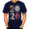 2026 USA Canada Mexico Soccer T-Shirt Cotton Shirt Tribal & Flag Graphic Tee, Ideal Gift for North American Football Enthusiasts