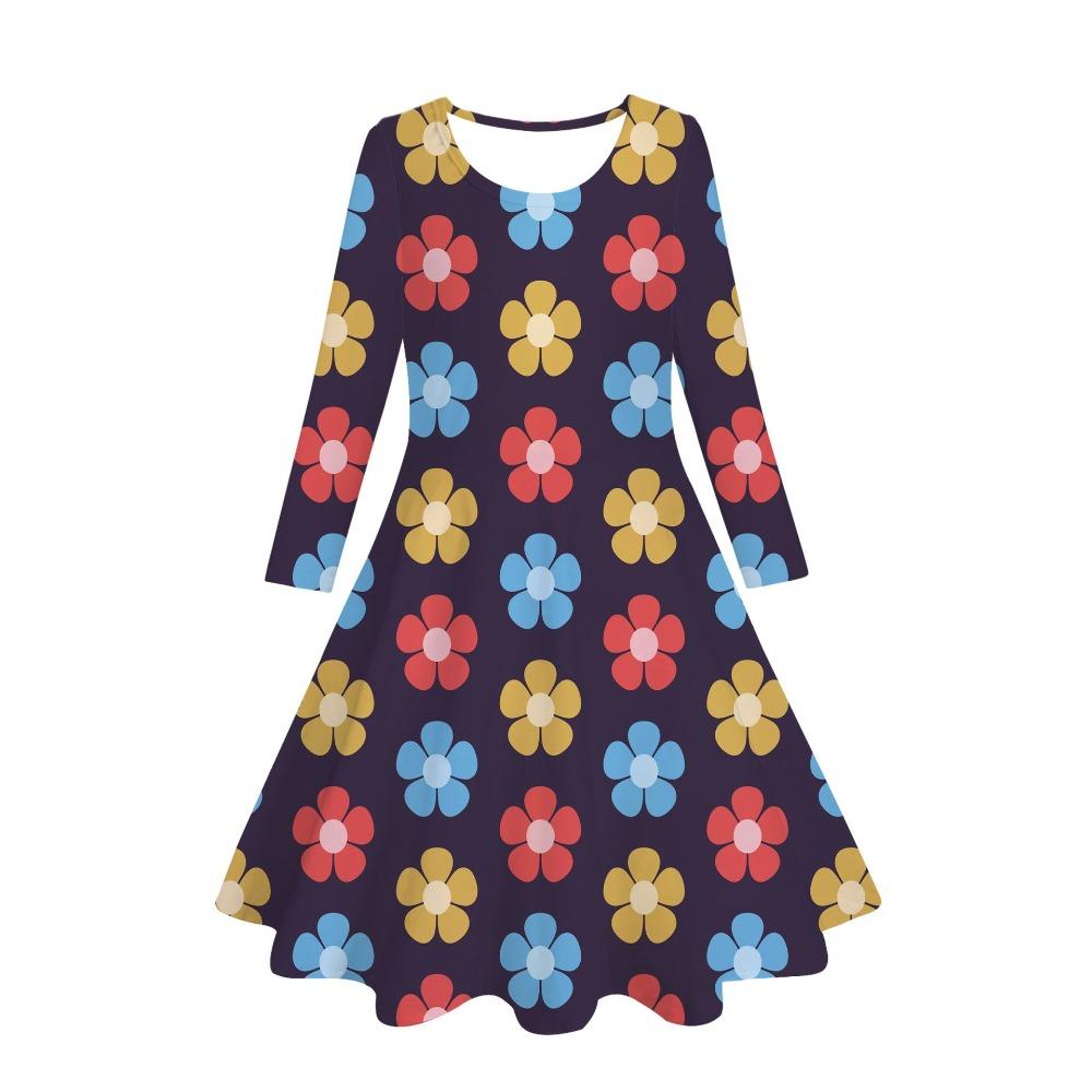 Girls' 3D Boho Floral Dress Long Sleeve Summer Spring Vacation Daily Holiday Princess Beautiful Sweet Kids 4-12 Years Casual Dress A Line Dress