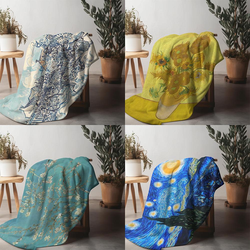 Van Gogh Famous Art Sunflowers Printed Blanket, Sofa,Bedroom,Bed Home Office Nap Blanket ,Funny Gift Thermals,Travel Blankets