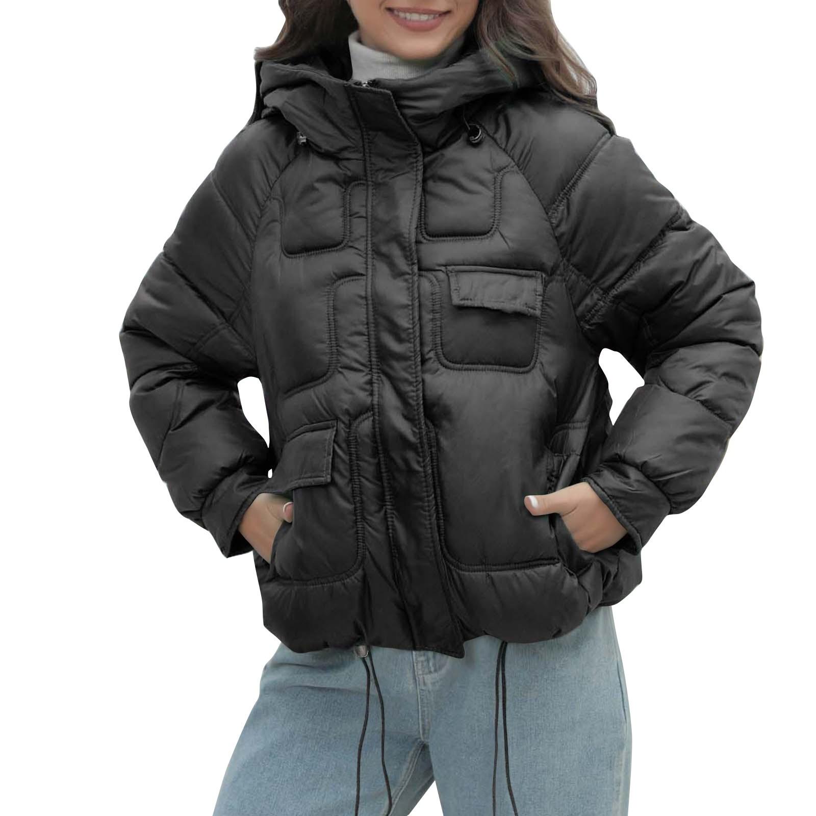 Женская модная яркая цветная хлопковая куртка с воротником-стойкой, длинный рукав, теплая свободная повседневная куртка L чёрный