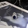 Szafirowy i Diamentowy Naszyjnik Królewski Niebieski: Luksusowy Lock Clavicle Chain dla Prostej Eleganckiej Stylizacji