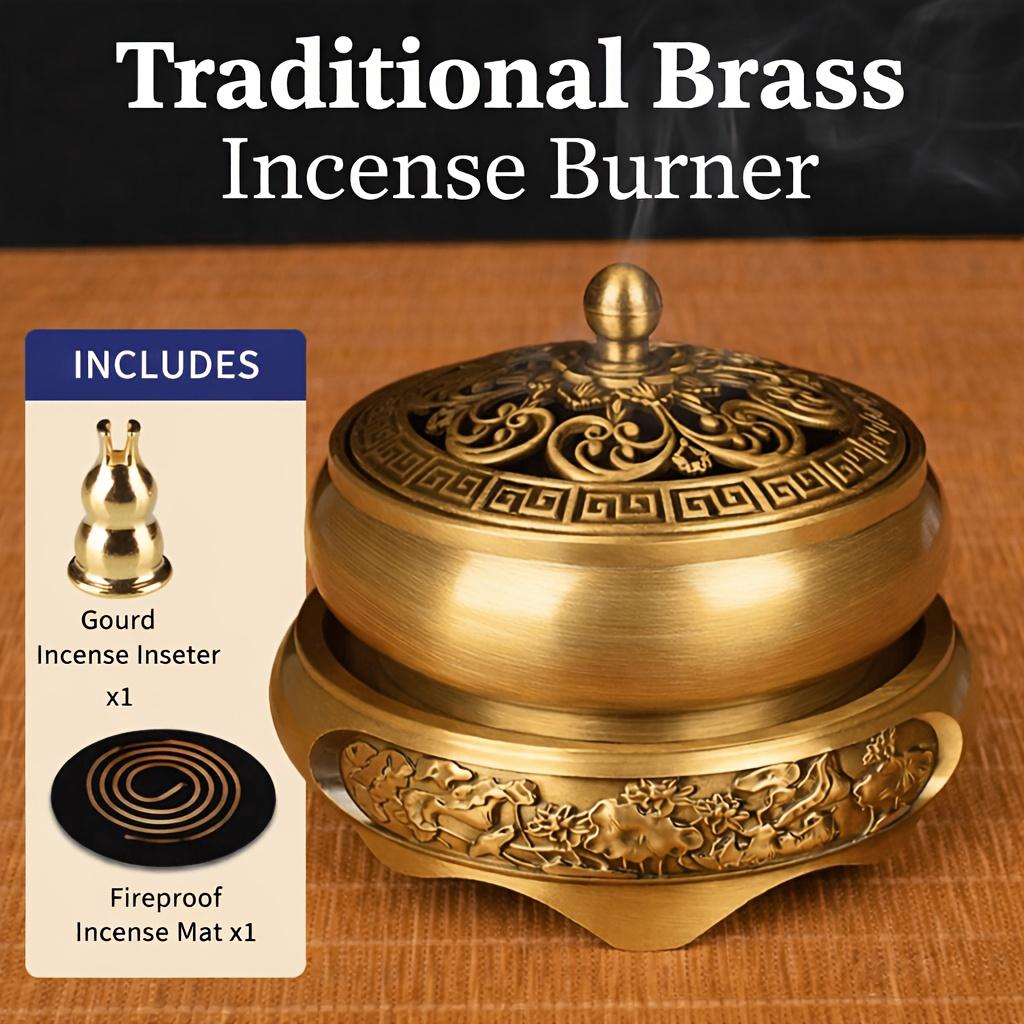 Zinc alloy Zen incense burner set with lotus base is suitable for yoga meditation, home and office, Halloween and Christmas gifts
