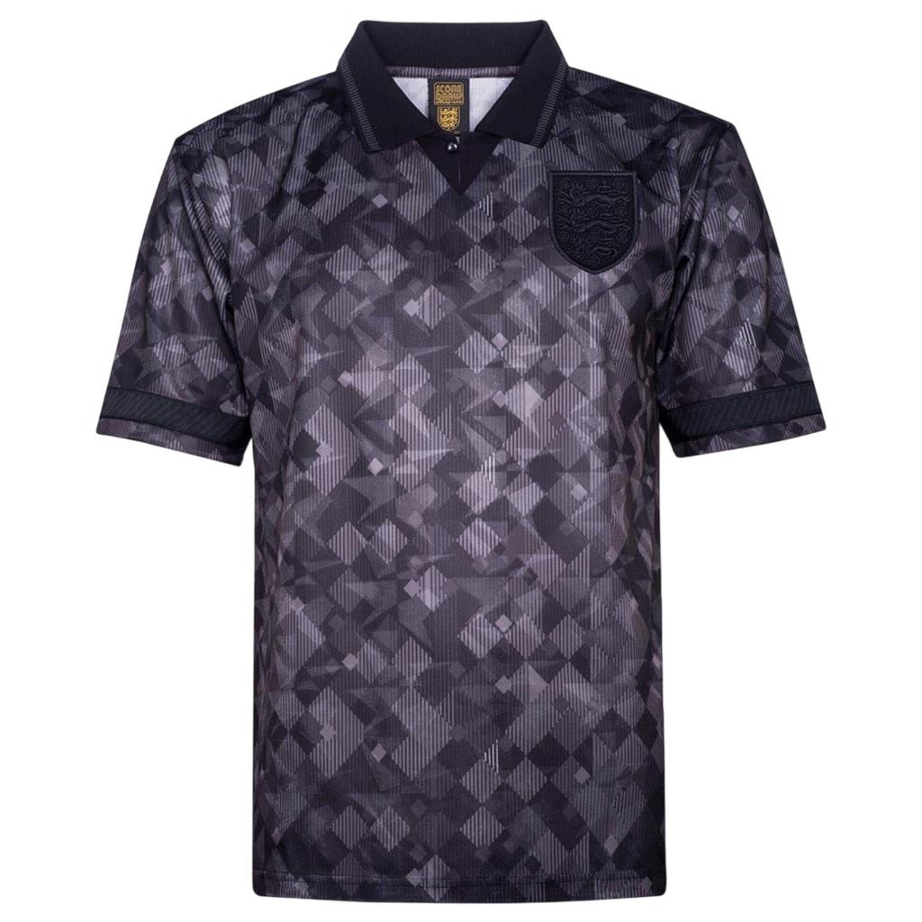 Score Draw Mens 1990 Black Out England FA Football Shirt